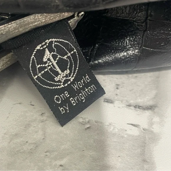 Brighton Black Croc-Embossed print Handbag Vintage 80’s. Shoulder crossbody USED - Picture 15 of 16